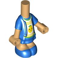 Lego Microdoll Body Short Dress Blue with White Shirt, Lemon, Yellow Lines Print