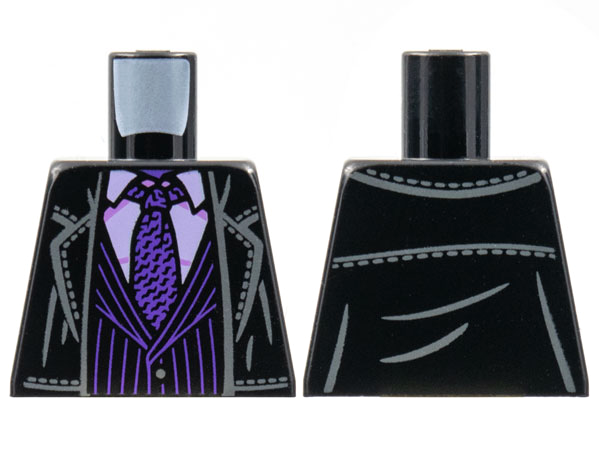 Lego Torso Suit Jacket, Pale Pink Shirt, Dark Purple Tie, Vest with Pinstripes Pattern / Black
