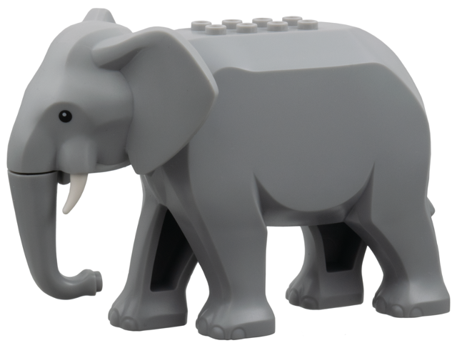 Lego Elephant, Fixed Legs with Short White Tusks