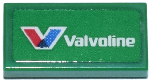 Lego Tile 1 x 2 with White 'Valvoline' Logo Pattern (Sticker) - Set 76925 / Green