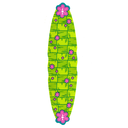Lego Roof, Oval, Large with Lime Patchwork and Dark Pink Flowers Print