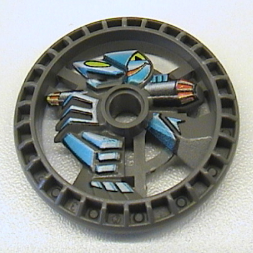 Lego Technic Disc 5 x 5 Notched, Skeleton Print / Dark Gray