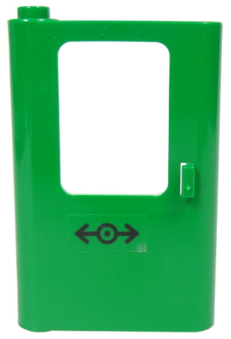 Lego Door 1 x 4 x 5 Train Left, Thin Support at Bottom with Train Logo Black Pattern (Sticker) - Set 7898