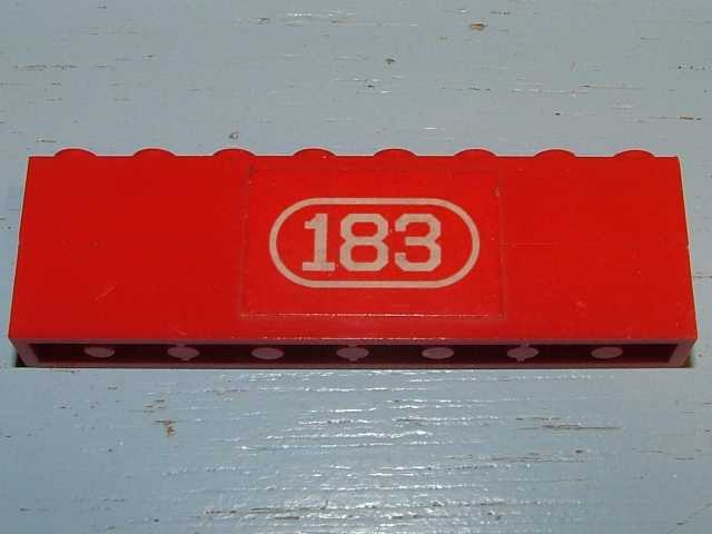 Lego Stickered Assembly 8 x 1 x 2 with White '183' Pattern (Sticker) - Set 183