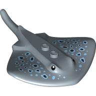 Lego Animal, Stingray with Bright Light Blue/Dark Blue Spots, Black Eyes print / Sand Blue