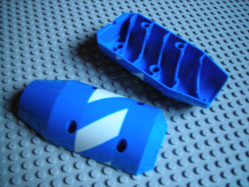 Lego Vehicle, Tipper Drum 3 x 6 x 10 Half with 4 Pin Holes with Blue and White Stripes Pattern (Sticker) - Set 7990
