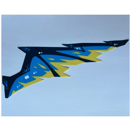Lego Wing, Dragon, Right, Dark Blue Limbs, Dark Azure and Bright Light Yellow Membranes Print / Trans-Clear