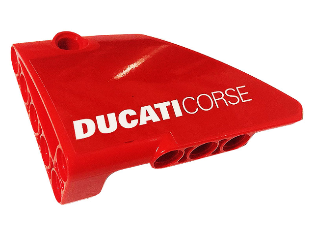Lego Technic, Panel Fairing #13 Large Short Smooth, Side A with White 'DUCATICORSE' Pattern (Sticker) - Set 42107