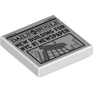 Lego Tile 2 x 2 with Newspaper Daily Bugle 'NEW BUILDING FOR NYC #1 NEWSPAPER' Print