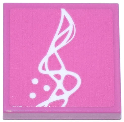 Lego Tile 2 x 2 with White Curved Lines and Dots Pattern (Sticker) - Set 77241 / Dark Pink