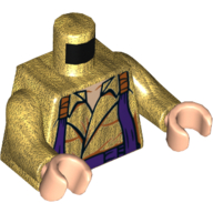 Lego Torso Shirt with Dark Purple Straps Print, Pearl Gold Arms, Light Nougat Hands / Pearl Gold