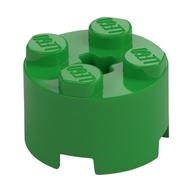 Lego Brick Round 2 x 2 with Axle Hole / Bright Green