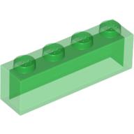Lego Brick 1 x 4 without Bottom Tubes / Trans-Green