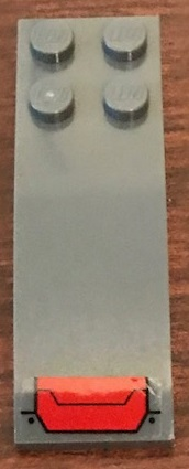 Lego Slope, Curved 6 x 2 with Red Air Intake Pattern (Sticker) - Set 76127 / Dark Bluish Gray