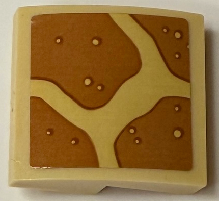 Lego Slope, Curved 2 x 2 x 2/3 with Medium Nougat Stones and Dots Pattern (Sticker) - Set 43231 / Tan