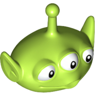 Lego Minifig Head Special, Alien with Antenna and Three Eyes Print (Toy Story 4 Alien) / Lime