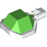 Lego Projectile, Koopa Troopa Shell with Lever with Bright Green Top Pattern / White