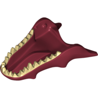 Lego Creature Body Part, Dragon Head Lower Jaw with Spikes and Tan Teeth Print / Dark Red