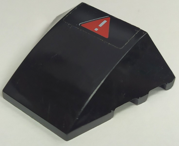 Lego Wedge 4 x 3 Triple Curved No Studs with White Exclamation Mark in Red Warning Triangle Pattern (Sticker) - Set 70908