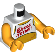 Lego Torso Vest with 'EGGS-TREME', Bright Light Orange Stomach Print, Bright Light Orange Arms and Hands / White