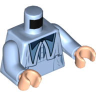 Lego Torso Dress, Dark Blue Overcoat / Cape with Bow Print, Bright Light Blue Arms, Light Nougat Hands / Bright Light Blue