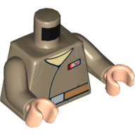 Lego Torso Jacket with Resistance Lieutenant Rank Badge and Medium Nougat Belt Print, Dark Tan Arms, Light Nougat Hands / Dark Tan