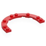 Lego Plate Round Half 5 x 8 with 4 x 6 Round Cutout / Red