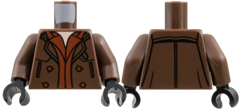 Lego Torso Trenchcoat, Dark Orange Hems and Buttons, Light Nougat Neck Pattern / Umber Arms / Black Hands