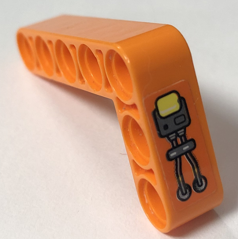 Lego Technic, Liftarm, Modified Bent Thick L-Shape 3 x 5 with Wires and Yellow Light Pattern Model Right Side (Sticker) - Set 42140