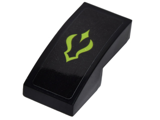 Lego Slope, Curved 2 x 1 x 2/3 with Lime Curved Shadow Symbol Pattern (Sticker) - Set 41175