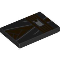 Lego Tile 2 x 3 with Black Jedi Robe, Dark Brown Shirt, Belt Print