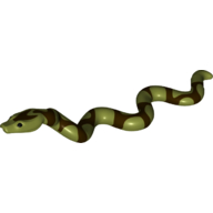 Lego Animal, Snake, Large with Raised Head with Dark Brown Scales Print / Olive Green