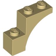 Lego Brick Arch 1 x 3 x 2, Straight End / Tan