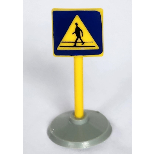Lego Road Sign Old Square with Man Crossing Print & Type 1 Base / White