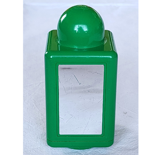 Lego Primo Brick 1 x 1 x 2 with Rattle, Mirror Print (Sticker) / Bright Green