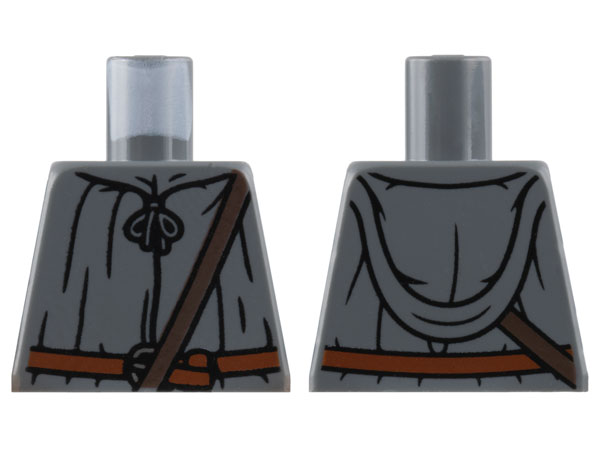 Lego Torso Robe, Dark Brown Shoulder Belt, Reddish Brown Belt with Buckle Pattern / Dark Bluish Gray
