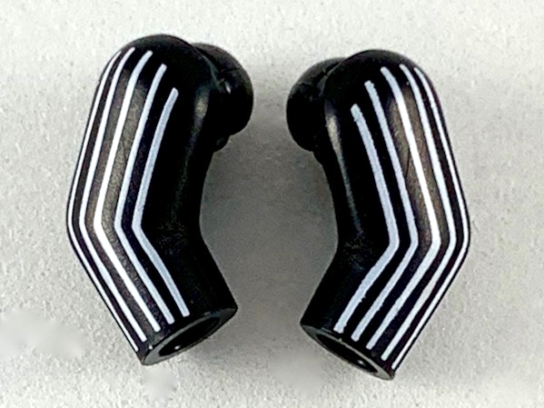Lego Arm, (Matching Left and Right) Pair with 6 White Stripes Pattern / Black