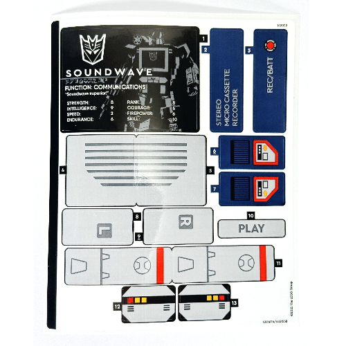 Lego Sticker Sheet for Set 10358-1