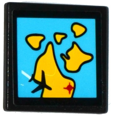 Lego Road Sign 2 x 2 Square with Open O Clip with Map and Black Airplane Pattern (Sticker) - Set 60102 / Black