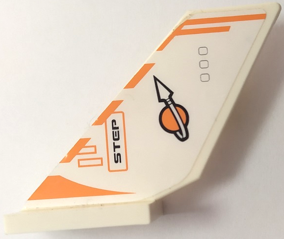 Lego Tail Shuttle with Orange and White Classic Space Logo, Stripes and 'STEP' Pattern Model Left Side (Sticker) - Set 7649