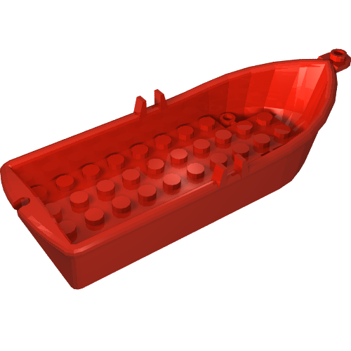 Lego Boat / Rowing Boat 14 x 5 x 2 with Oarlocks [2 Hollow Inside Studs] / Red