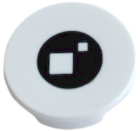 Lego Tile, Round 2 x 2 with Bottom Stud Holder with 2 White Squares on Black Circle Pattern (BrickHeadz Anxiety / Kevin Eye)