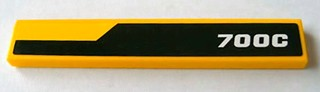 Lego Tile 1 x 6 with Black Line and White '700C' Pattern Model Left Side (Sticker) - Set 8069