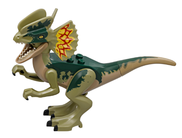 Lego Dinosaur Dilophosaurus First Version with Olive Green Head, Arms, and Legs