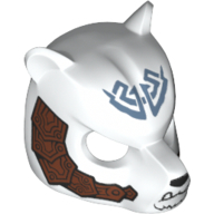Lego Mask Bear with Black Nose, Fangs, Tribal Markings and Copper Armor with Rivets Print / White
