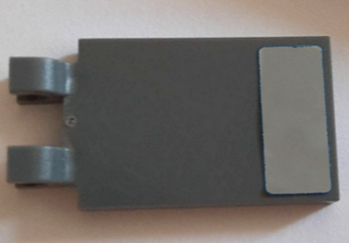 Lego Tile, Modified 2 x 3 with 2 U Clips with Light Bluish Gray Rectangle Pattern (Sticker) - Set 9525