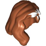 Lego Hair Mid-Length with Part over Front of Right Shoulder, White Highlights Print / Dark Orange