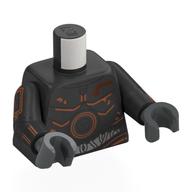 Lego Torso, Droid Metal Plating, Copper Stains, White Wires Print, Pearl Titanium Arms, Dark Bluish Gray Hands / Pearl Titanium