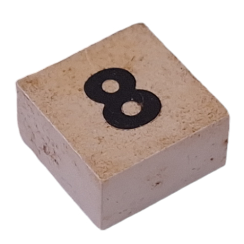 Lego Modulex Tile 2 x 2 with Small Black '8' Print, without Internal Supports