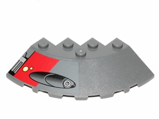 Lego Brick, Round Corner 6 x 6 with Slope 33 Edge, Facet Cutout with Missile Launcher Pattern Left (Sticker) - Set 75001